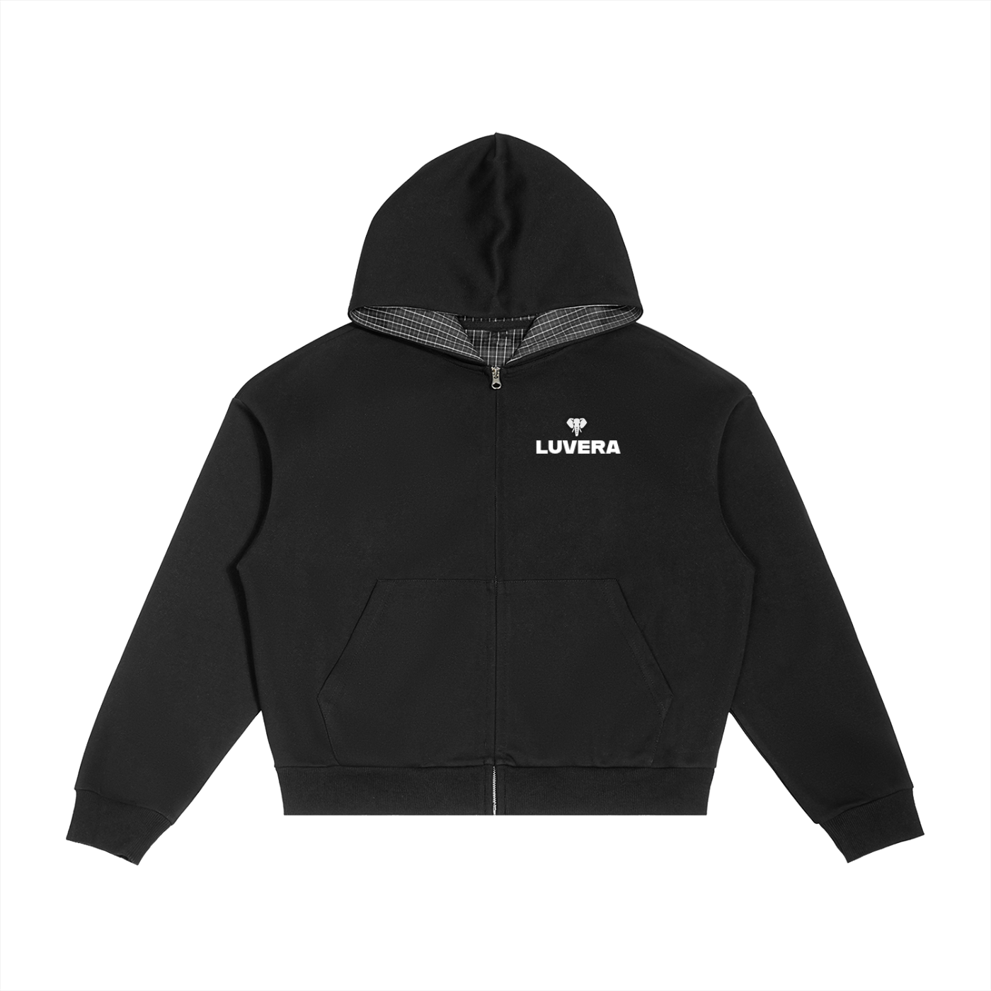 LUVERA - PLAID BOXY HOODIE